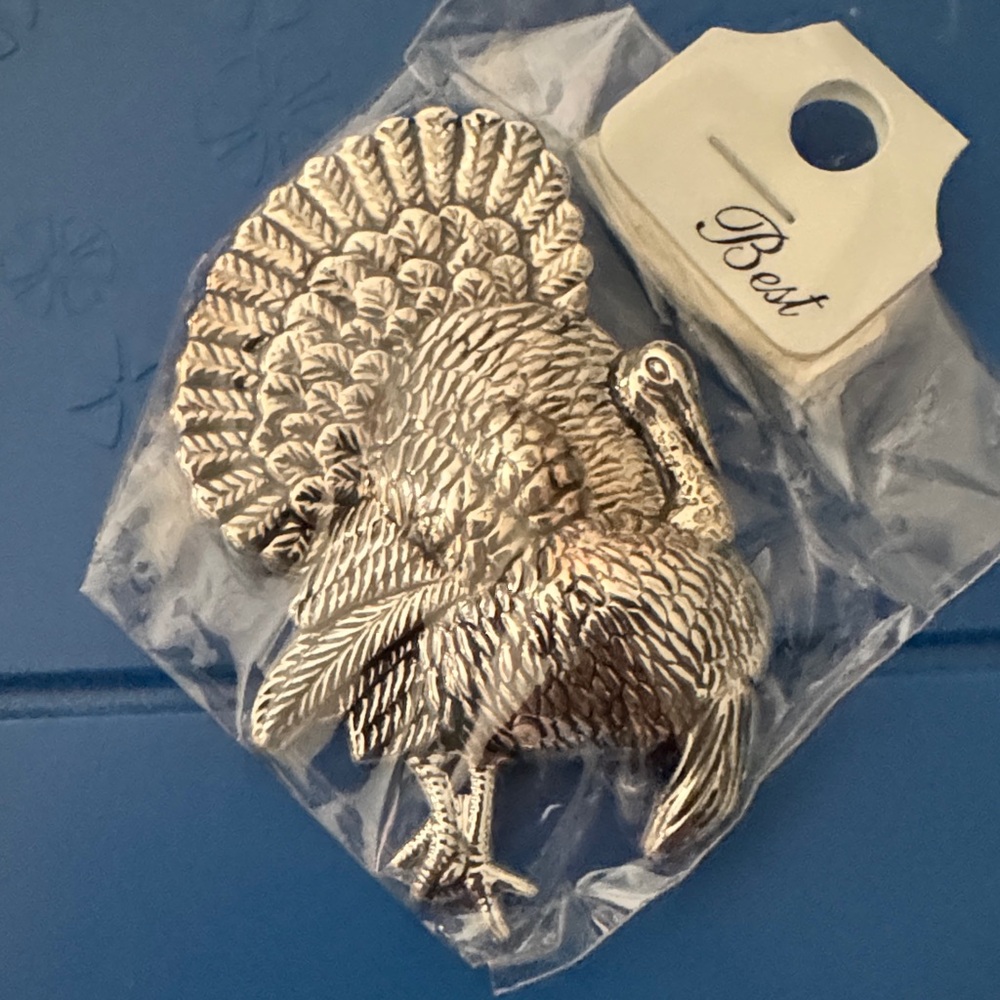 Silver Turkey Brooch